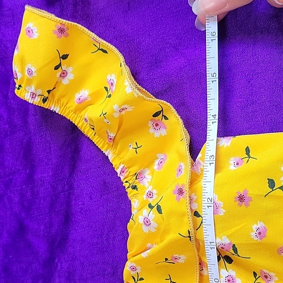 Shein mustard yellow pink floral off shoulder 2 piece set - Picture 8 of 15